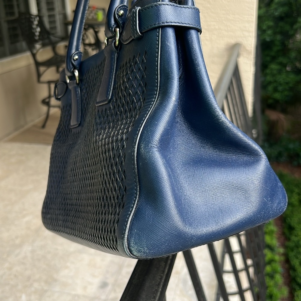 SOLD !!!!Salvatore Ferragamo Blue Perforated Satchel - Picture 11 of 13